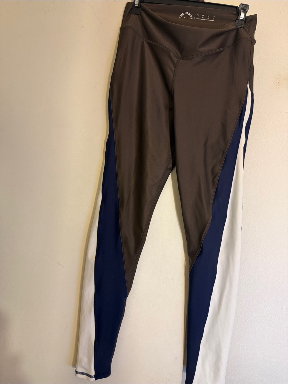 The Upside Brown Navy White Panel Track Pants classic comfort and style